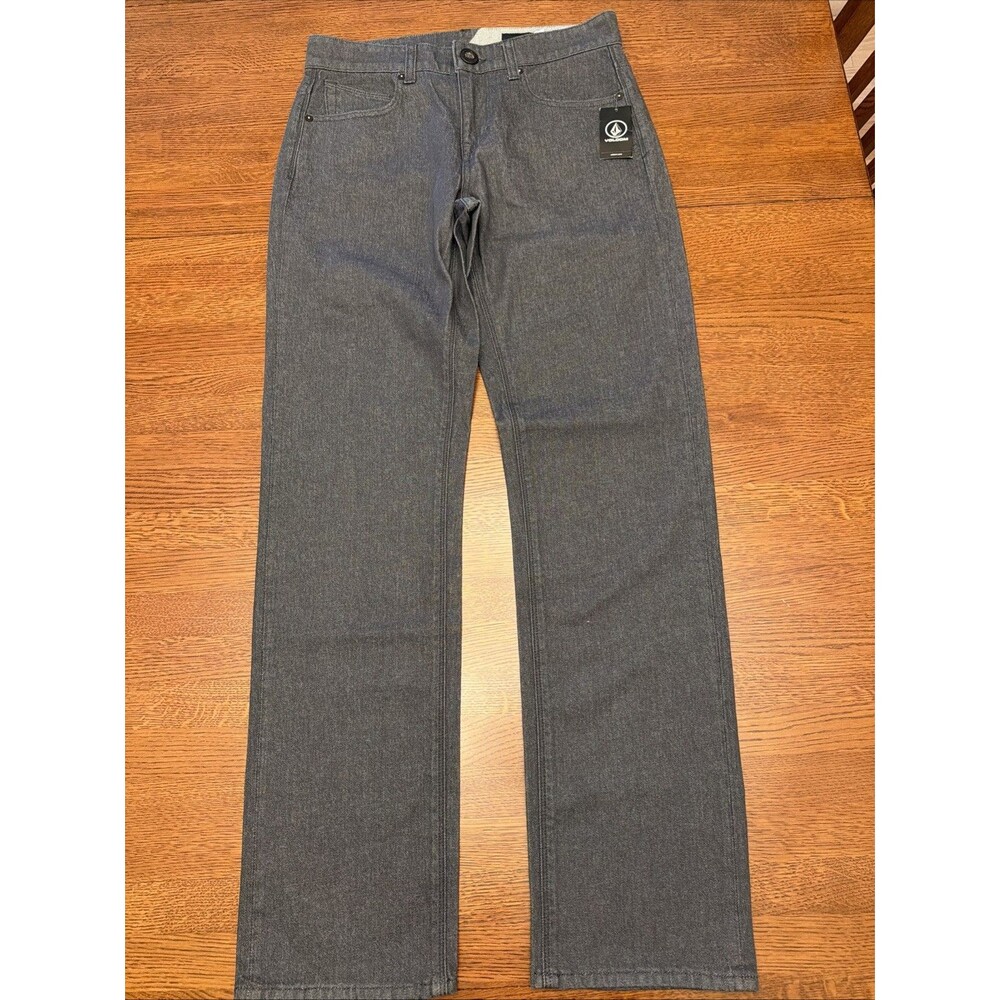 Volcom Mens Solver Modern Straight Stretch Denim Black Jeans Dark Wash 29x32 NEW